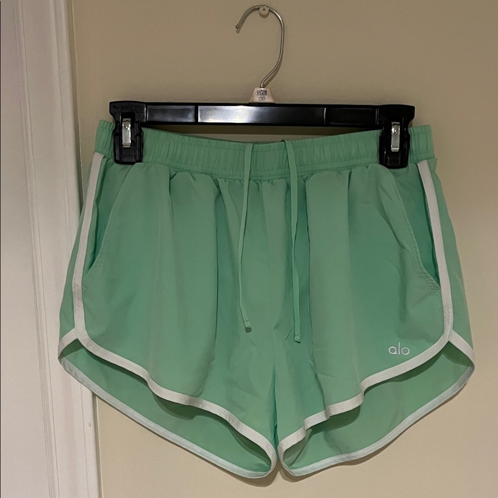 ALO Yoga Women's Light Green Dolphin Athletic Shorts